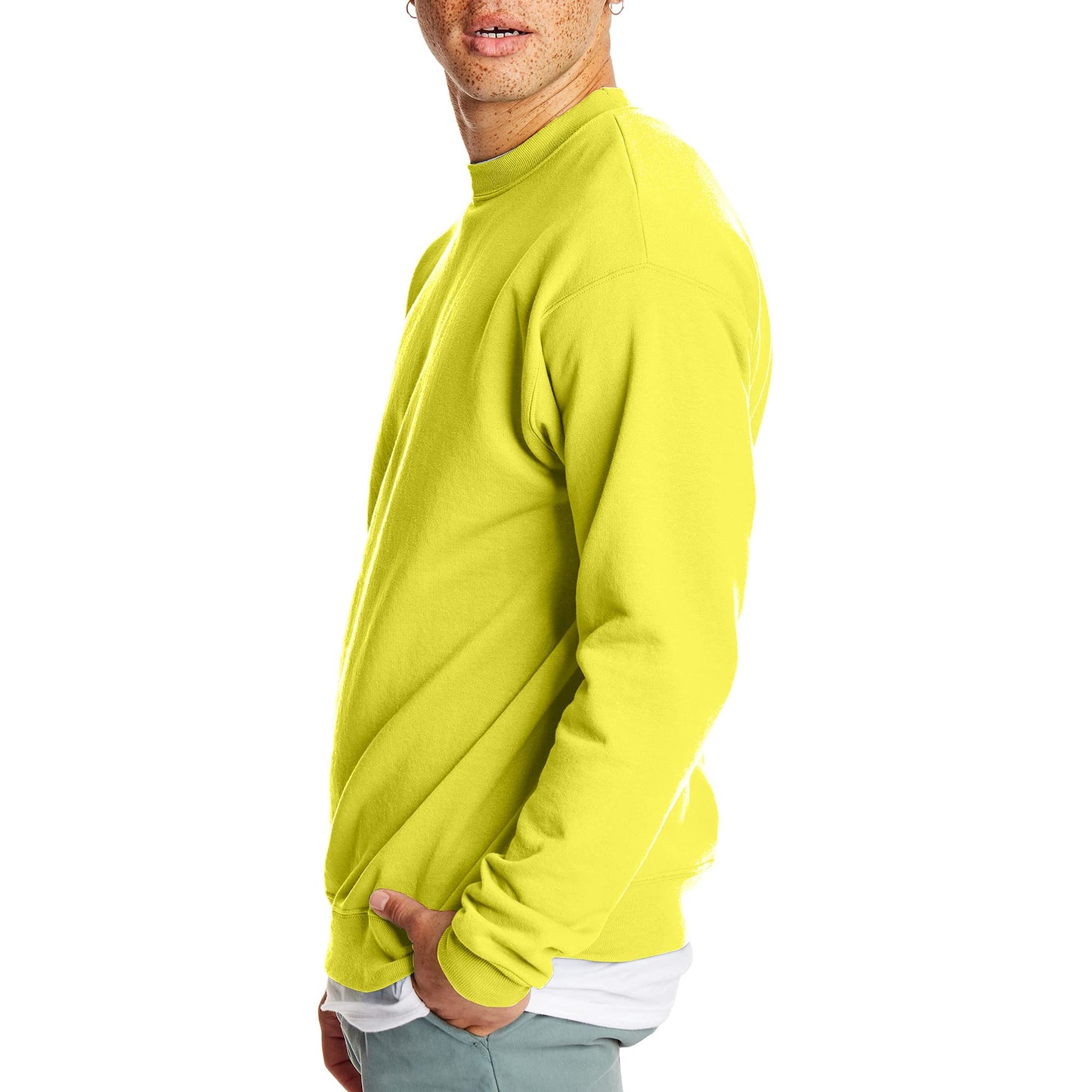 Hanes Men's EcoSmart Sweatshirt, safety green, Small