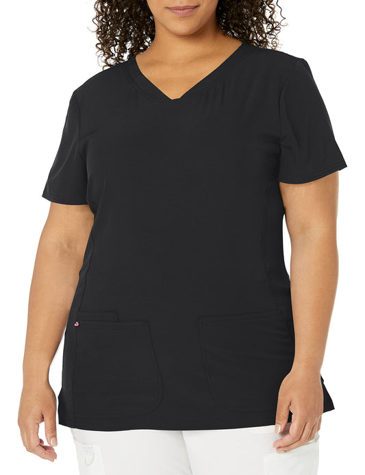 HeartSoul Women's Pitter-Pat V-Neck Scrubs Shirt, Khaki, XX-Small