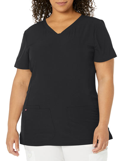 HeartSoul Women's Pitter-Pat V-Neck Scrubs Shirt, Khaki, XX-Small