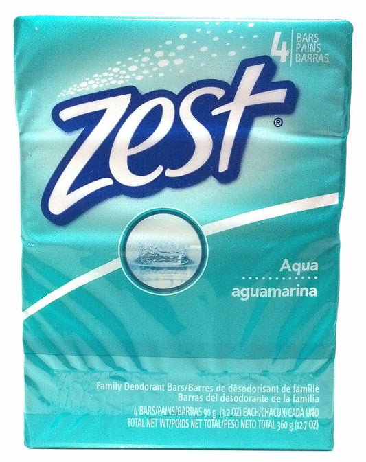 Zest Aqua with Refreshing Scent and Rich Lather 4 Bars Family Deodorant Bars Get Zestfully Clean (1 Pack)