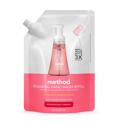 Method Foaming Hand Soap Refill, Pink Grapefruit, Biodegradable Formula, 28 Fl Oz (Pack of 1)