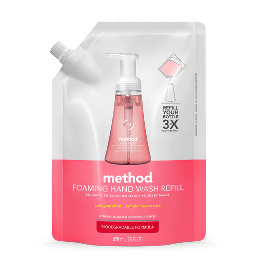 Method Foaming Hand Soap Refill, Pink Grapefruit, Biodegradable Formula, 28 Fl Oz (Pack of 1)