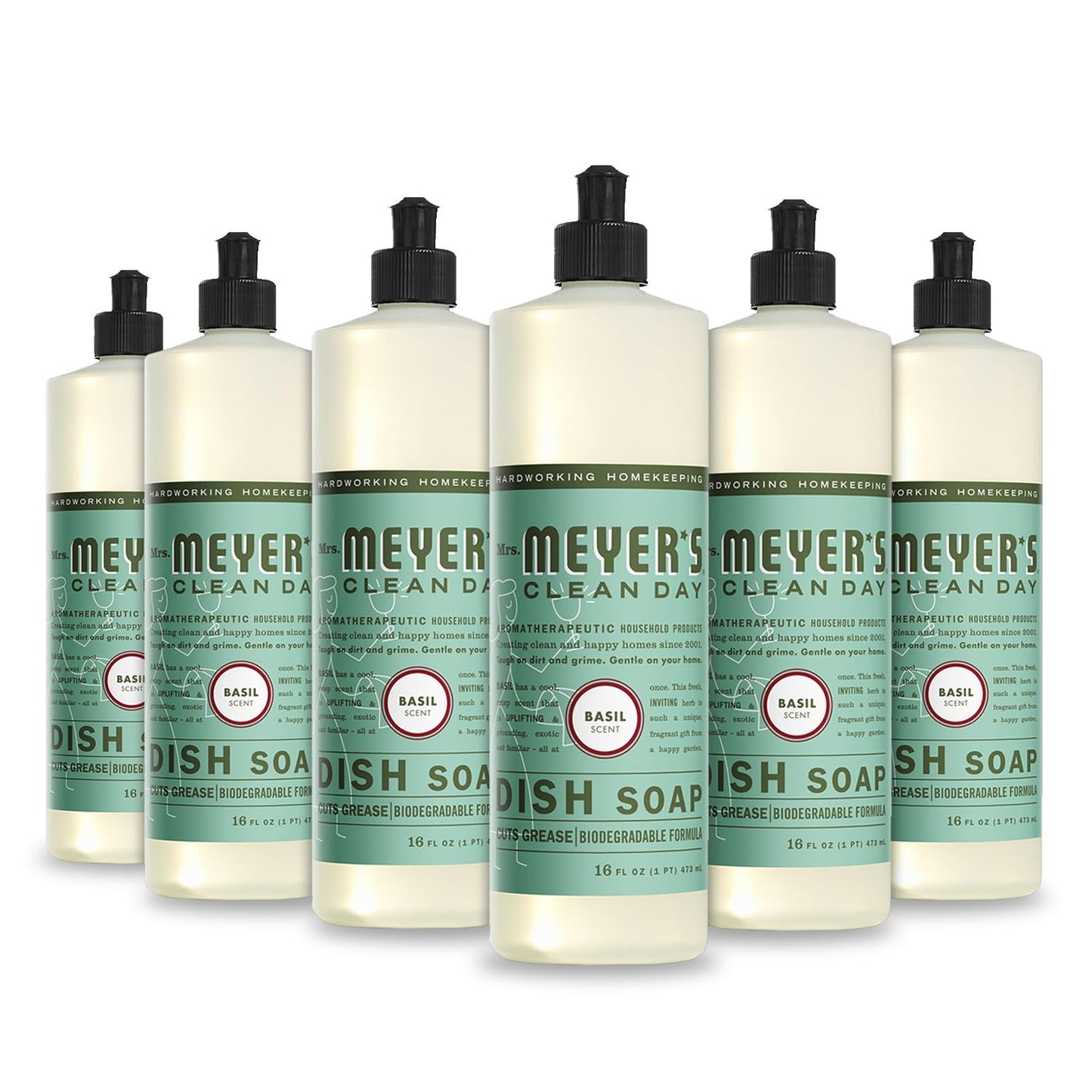 MRS. MEYER'S CLEAN DAY Liquid Dish Soap, Biodegradable Formula, Limited Edition Mint, 16 fl. oz - Pack of 3