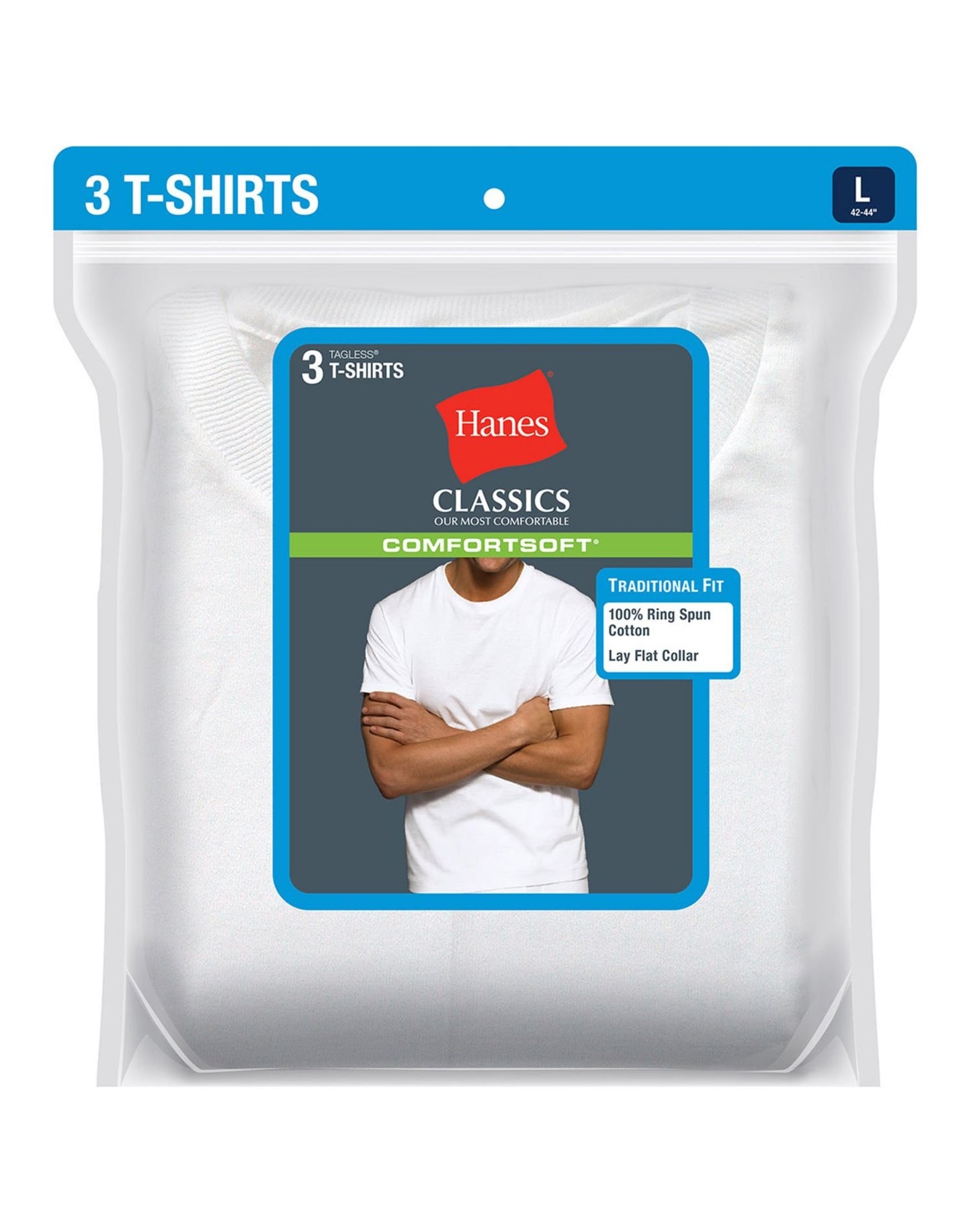 3 PACK Hanes Classics Crew Neck T Shirt, 2XL-White