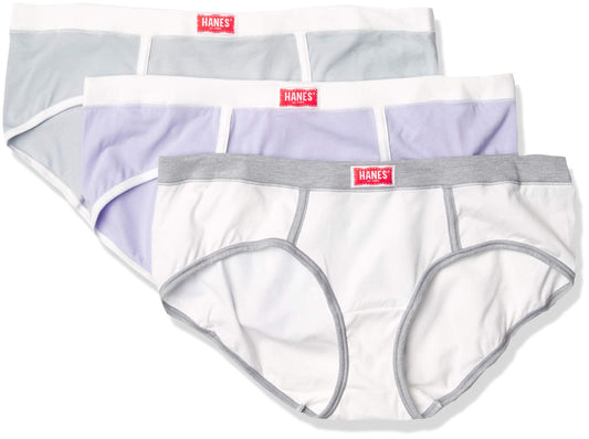 Hanes Ultimate Women's Comfort Flex Stretch Boyfriend Vintage Hipster 3-Pack, White/Silver Spotlight/Misty Lilac, Large