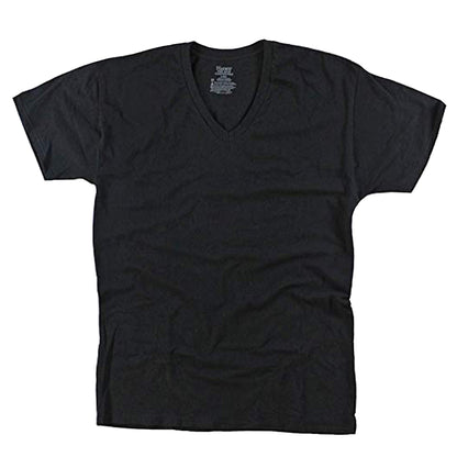 Hanes Mens Premium Stretch V-Neck Undershirt - Black - 6 Pack (Large)