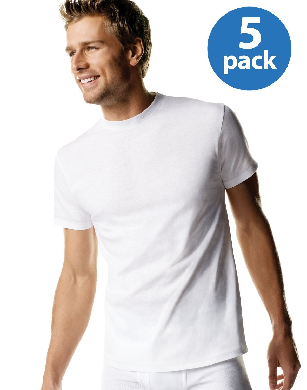 Hanes White Crew Neck T P5 2135P5, S, White (Pack of 5)