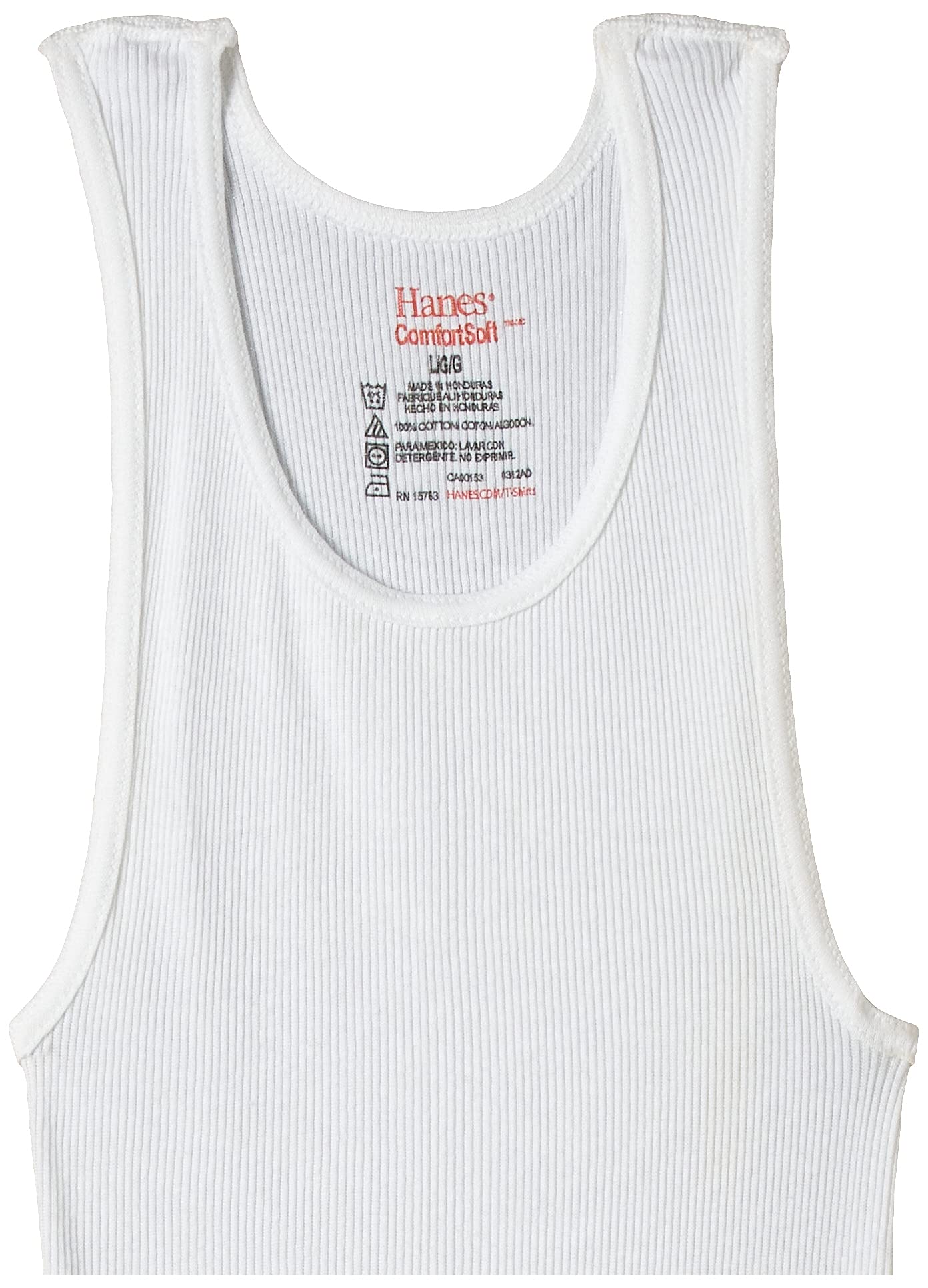 Hanes Tagless ComfortSoft Cotton A-Shirt (B3723N) White, XL