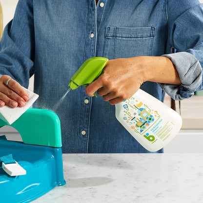 Babyganics Toy & Highchair Cleaner Spray, Fragrance Free, 17oz Spray Bottle, Made without ammonia, bleach, phosphates, phthalates or dyes, Pack of 2.