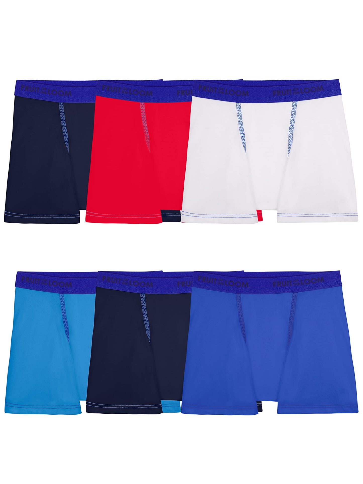 Fruit of the Loom 360 Boxer Briefs, Boys-10 Pack-Cotton Stretch-Black/Red/Blue, Large