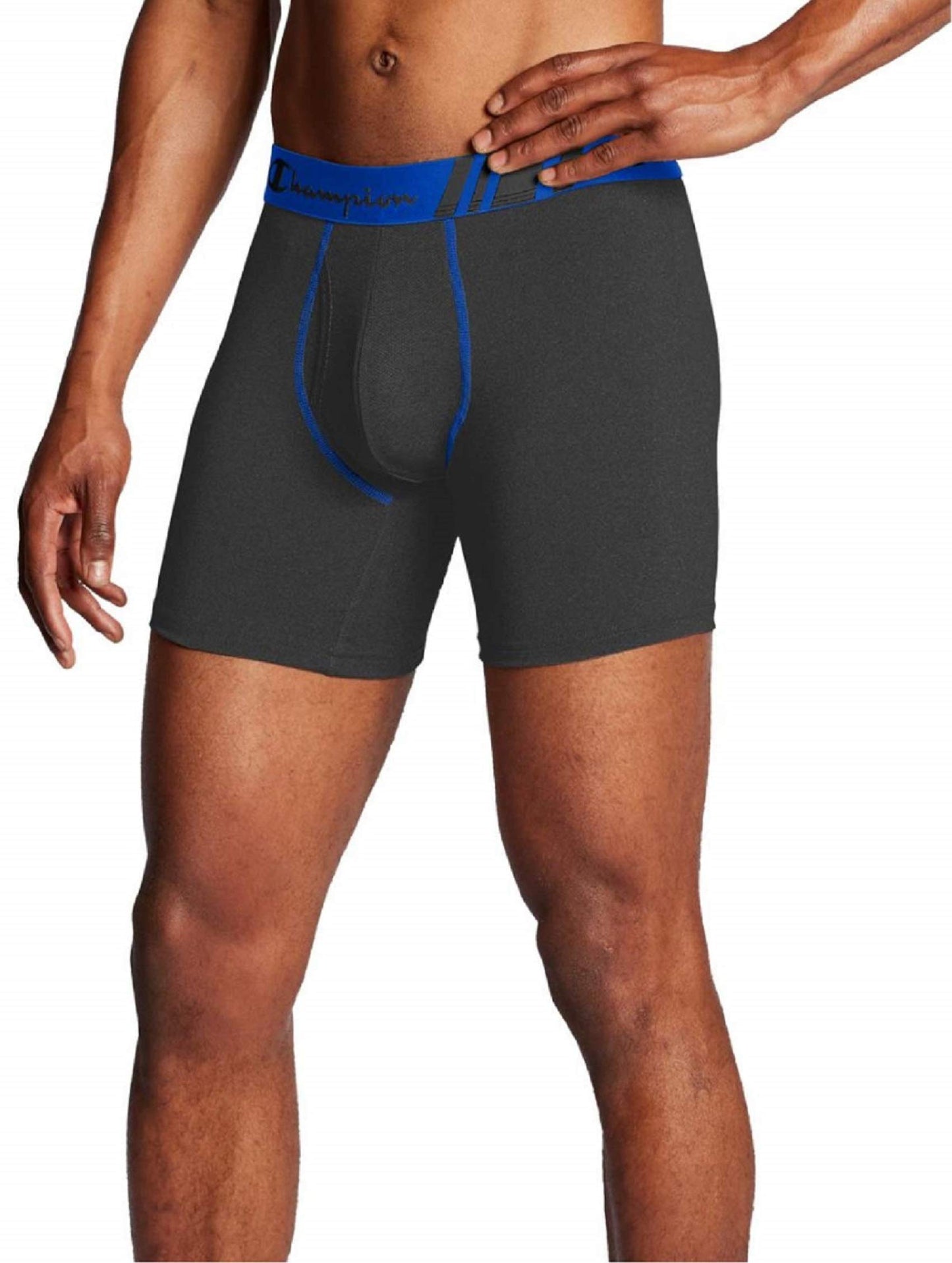 Champion Men's 2-Pack Odor Control Tech Performance Boxer Brief, Black/Black, Medium