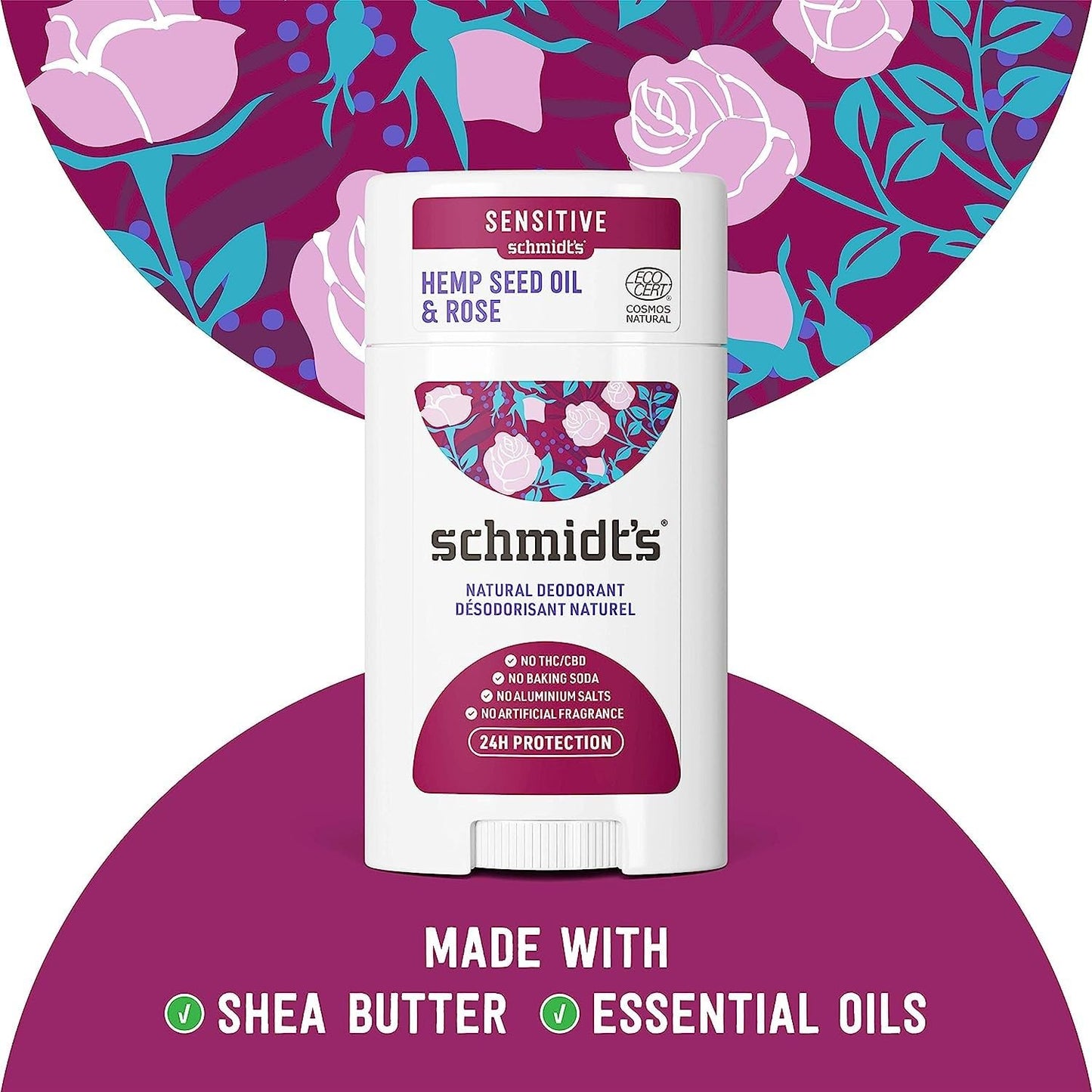 Schmidt's Deodorant For Odor Protection Rose + Black Pepper Aluminum Free Deodorant 2.65 oz
