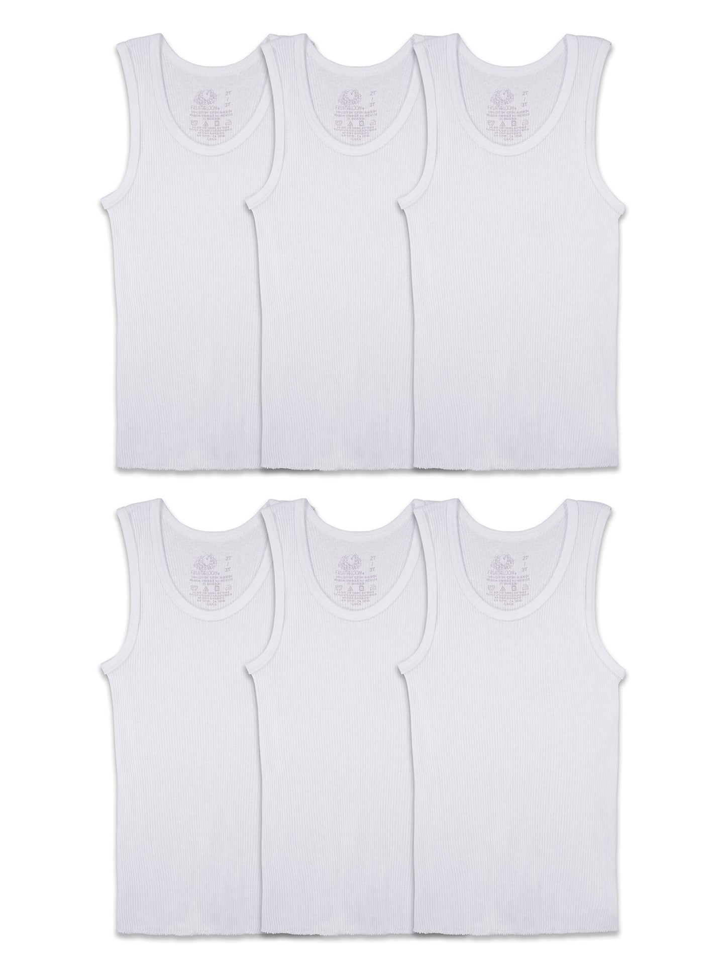 Fruit of the Loom Boys' Cotton Tank Top Undershirt (Multipack), Boys-120-White, X-Large