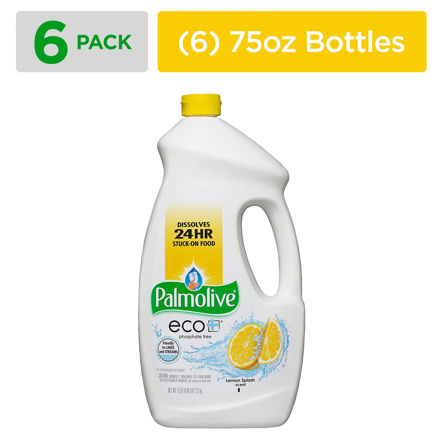 Palmolive - 142706 PALMOLIVE eco+ Lemon Splash Automatic Dishwashing Gel, Dish Soap, 75 Fluid Ounce Bottle (Case of 6) (Model Number: 42706CT)