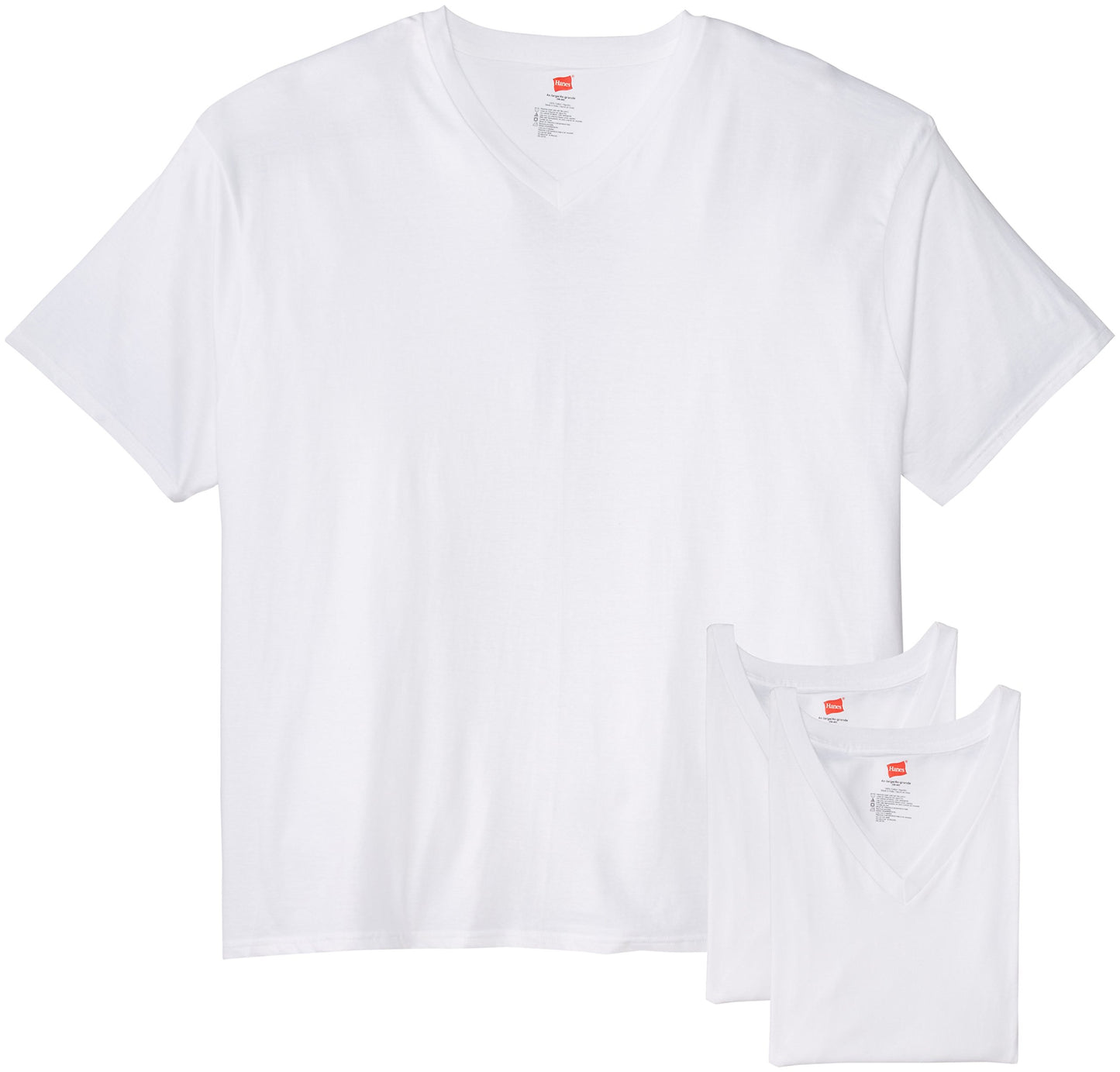 Hanes Men's Big Man V-Neck T-Shirt (Pack of 3), White, 4X-Large