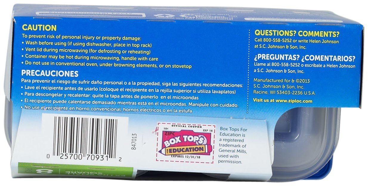 Ziploc One Press Seal Extra Small Square Container - 8 ct