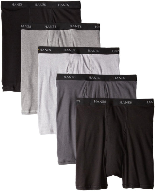 Hanes Men's 5-Pack Ultimate FreshIQ Boxer Brief - Colors May Vary (XXXX-Large, Black/Grey)