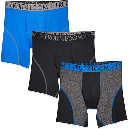 Fruit of the Loom Men's Breathable Boxer Briefs 12-Pack Performance Stretch Micro-Mesh Tri-Cool Support Pouch