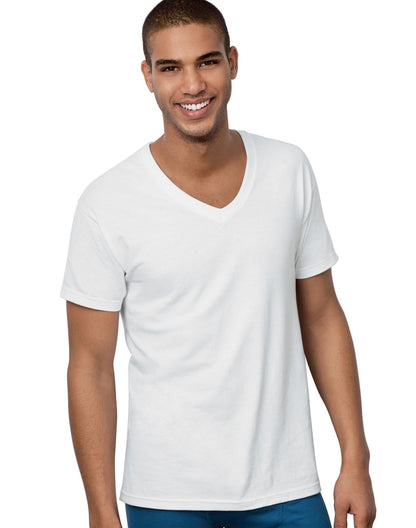 Hanes Classics Men's Traditional Fit ComfortSoft TAGLESS V-Neck Undershirt 3-Pack, 4XL-White