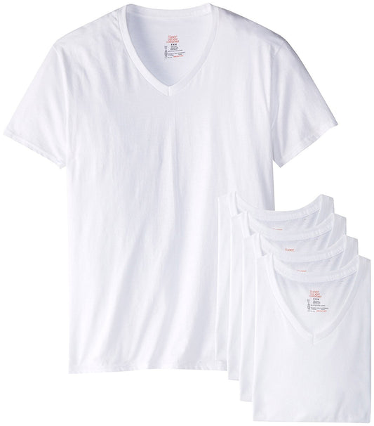 Hanes Men's Best V-Neck T-Shirt, White, XL Tall (Pack of 6)