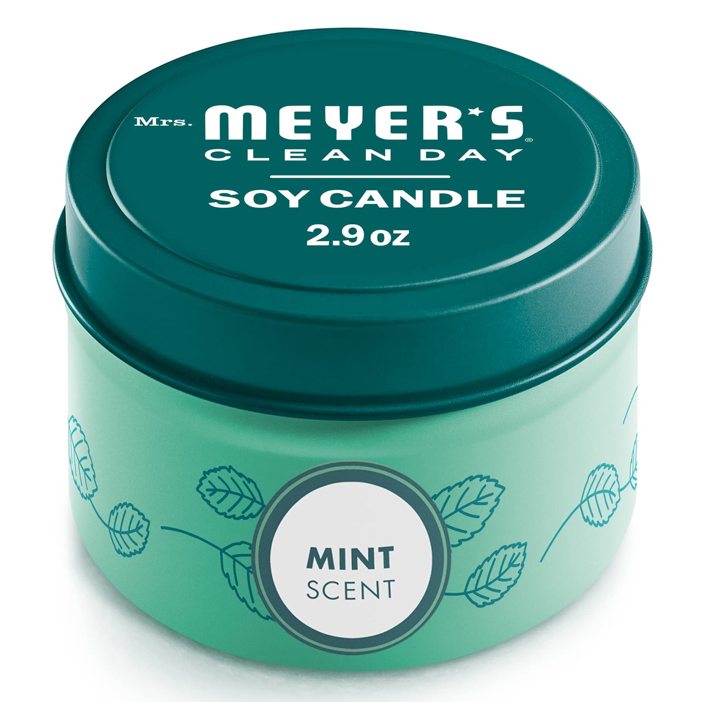 MRS. MEYER'S CLEAN DAY Soy Tin Candle, 12 Hour Burn Time, Made with Soy Wax and Essential Oils, Mint, 2.9 oz