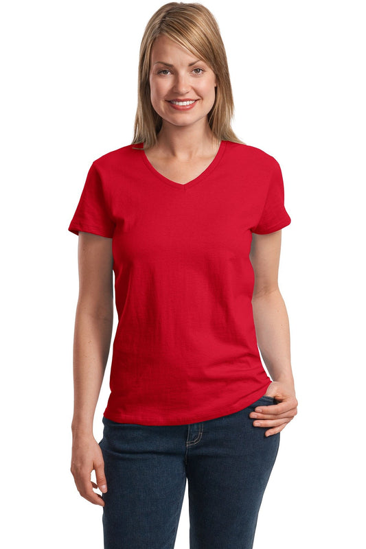 Hanes Relaxed Fit Women's ComfortSoft V-Neck T-Shirt Deep Red