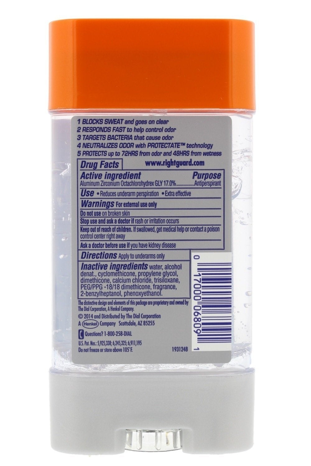 Central Sales Company Right Guard Total Defense 5 Power Gel Antiperspirant Deodorant, Arctic Refresh - 4 Oz