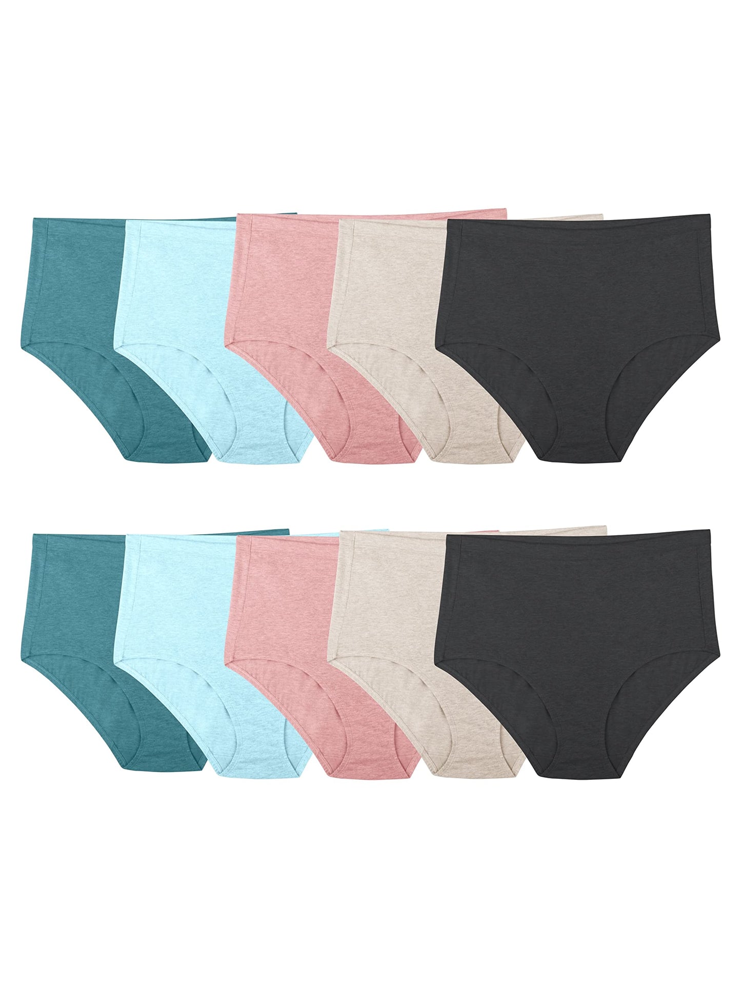Fruit Of The Loom Womens Beyondsoft Underwear, Super Soft Designed With Comfort In Mind, Available Plus Size Briefs, Plus Size Brief - Cotton Blend - 10 Pack - Teal/Pink/Black, 12 Plus