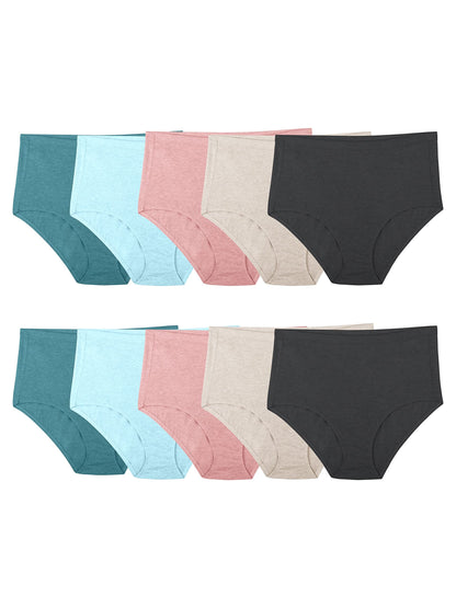 Fruit Of The Loom Womens Beyondsoft Underwear, Super Soft Designed With Comfort In Mind, Available Plus Size Briefs, Plus Size Brief - Cotton Blend - 10 Pack - Teal/Pink/Black, 12 Plus