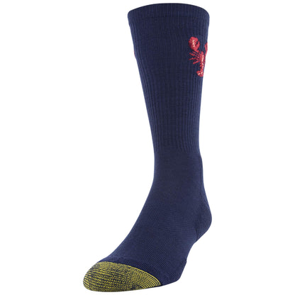 GOLDTOE Men's Casual Crew Socks Recycled, Multipairs, Peacoat Lobster/Mazarine Blue (2-Pairs), Large