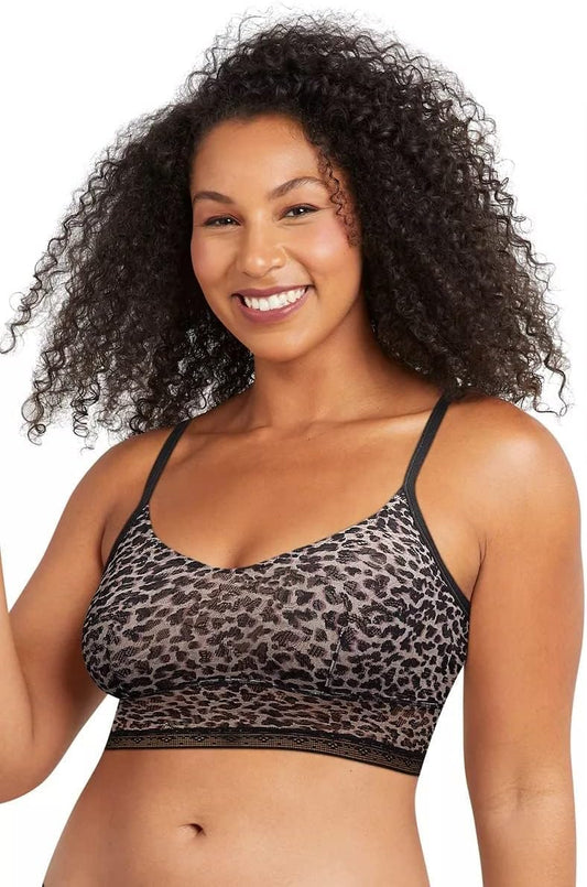 Maidenform All-Over Lace Longline Wirefree Crop Tank Top Style Bralette Sexy Underwear for Women, Zippy Animal, XX-Large