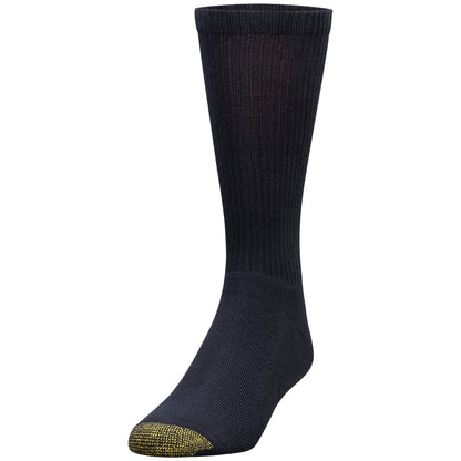 GOLDTOE Men's Uptown Crew Socks, 3-Pairs, Black, Large
