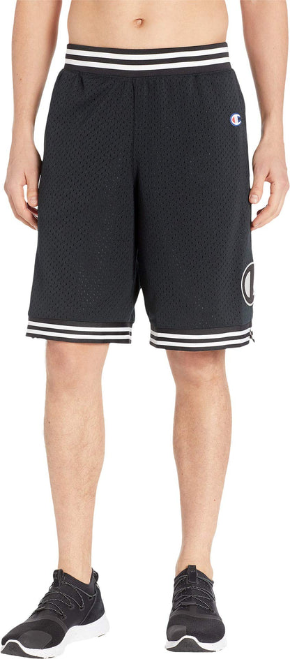 Champion Men's Rec Mesh Shorts, Black w/Big c Patch, Small