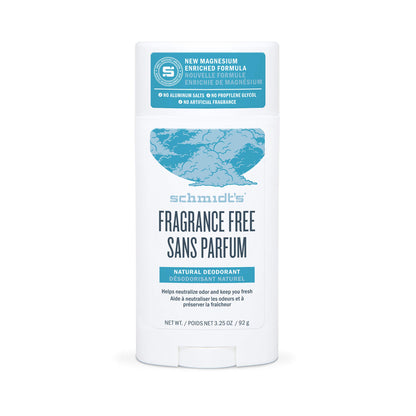 Schmidt's Aluminum Free Natural Deodorant for Women and Men, Fragrance Free 24 Hour Odor Protection, Certified Cruelty Free, Vegan Deodorant, 3.25 oz