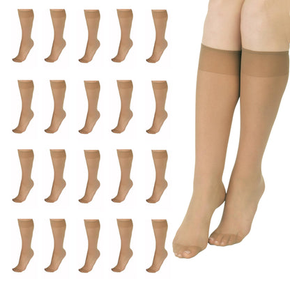 L'eggs Women's Everyday Knee High Stockings, Reinforced Toe, 100% Nylon, Nude, One Size (Pack of 20)
