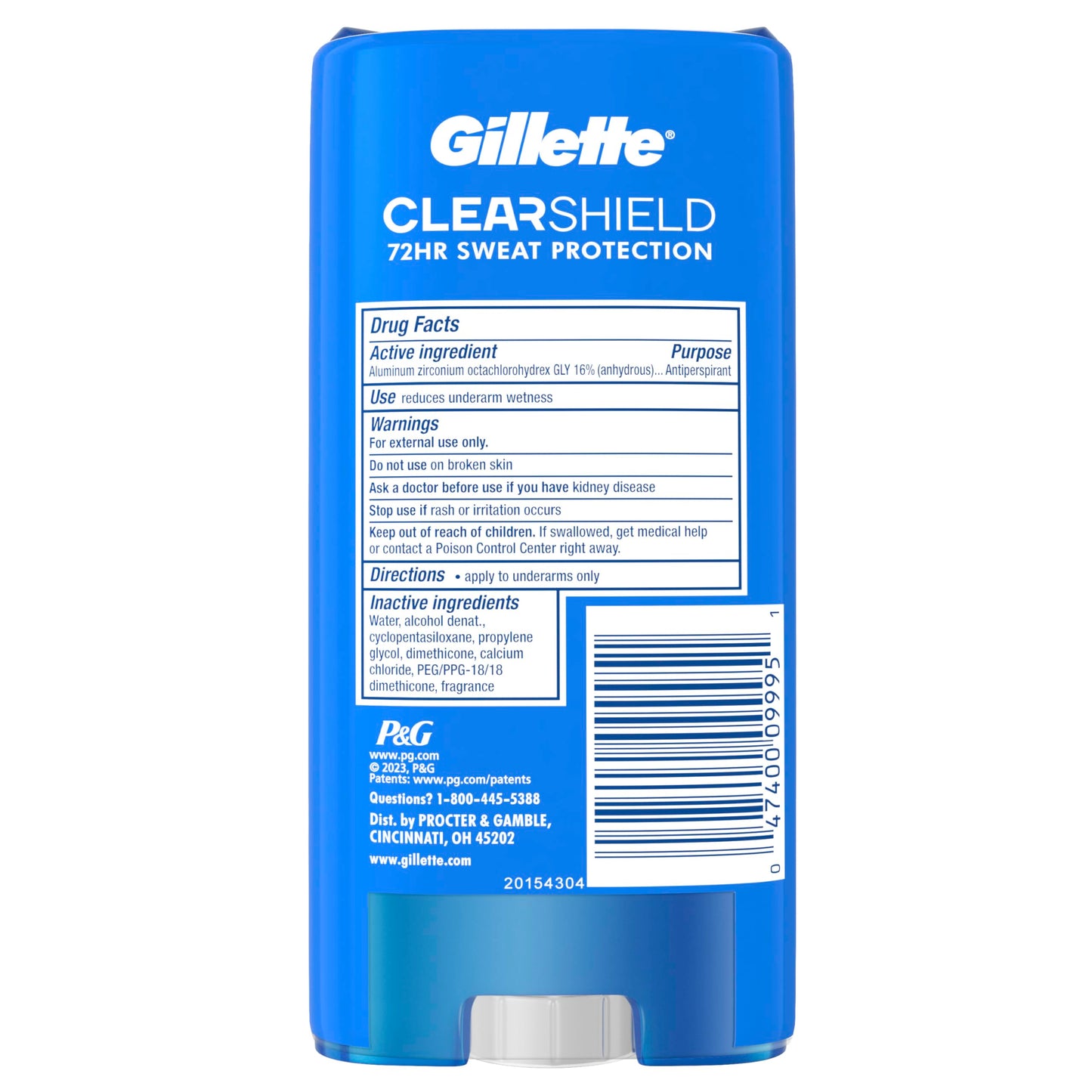 Gillette Antiperspirant and Deodorant for Men, 72hr Sweat & Odor Protection, Long Lasting Freshness, Anti-White Mark Technology, Clear Gel, Cool Wave Scent, 3.8 oz (Pack of 2)