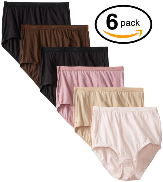 Hanes Women's 6 Pack Core Cotton Brief Panty (12, Assorted)