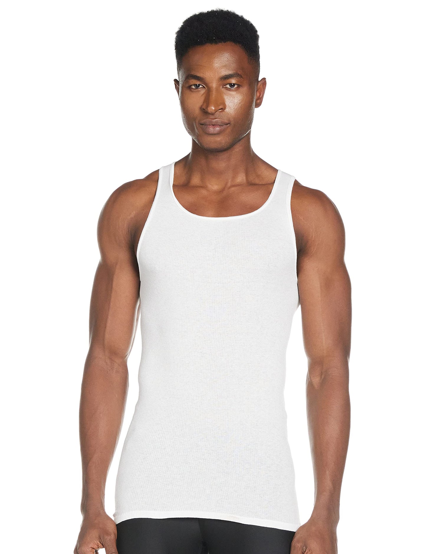 Hanes Men's Big and Tall Tank Tagless Fresh IQ Comfort Soft Ribbed A-Shirt 100% Cotton - 6 Pack XL Tall White