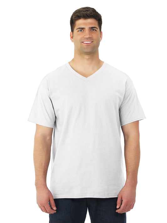 Fruit of the Loom Mens Heavy Cotton HD V-Neck T-Shirt (39VR) -White -S