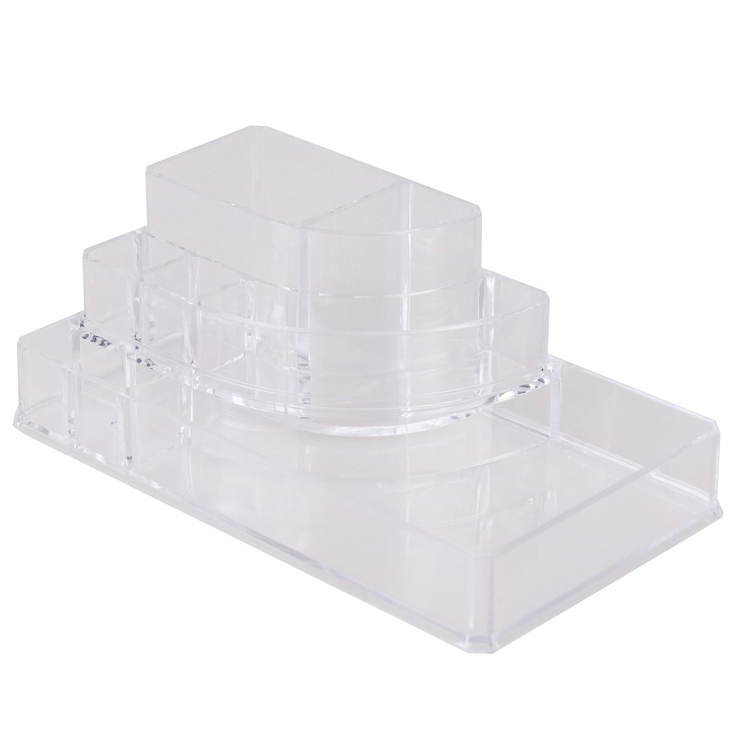Simplify Cosmetic Organizer - Acrylic Holder for Makeup, Brush, Jewelry, Lipstick - Clear Color - 8 Sections - 8.78" x 5.04" x 3.15