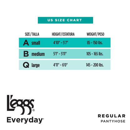 L'eggs Everyday Standard-Panty Sheer Toe Pantyhose for All Day Comfort, 100% Nylon, Suntan, Size A (Pack of 4)