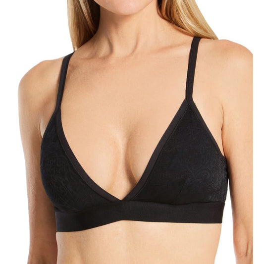 Maidenform Women's Stretch Lace Triangle Wireless Bralette, DMSLTB, Black, L