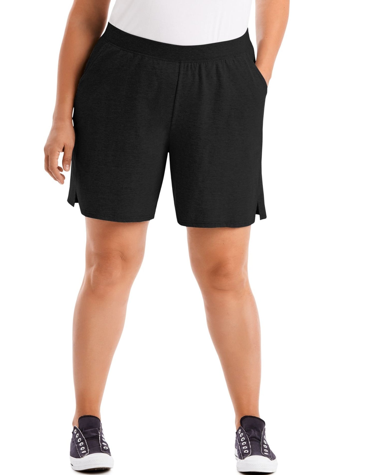JUST MY SIZE Womens Cotton Jersey Pull-On Shorts, 3X, Navy