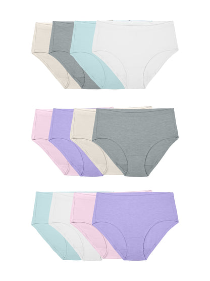 Fruit of the Loom Women's Modal Underwear, Low Rise Brief-12 Pack-Purple/Cashmere/Grey, 8