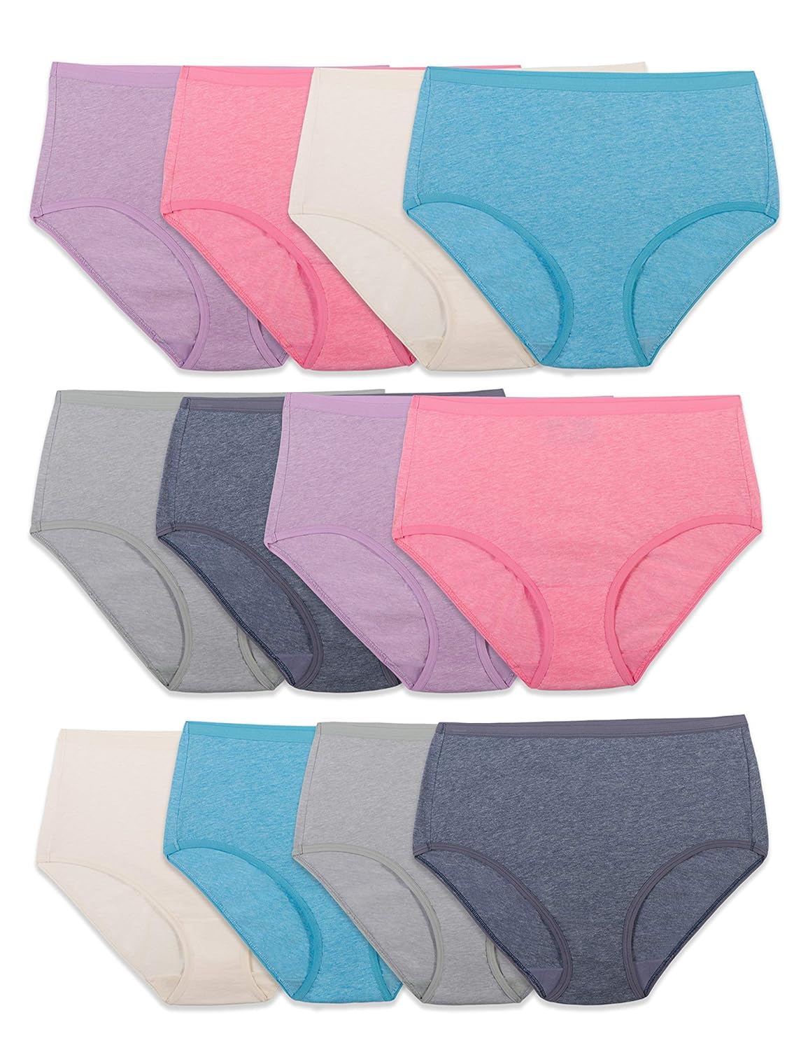 Fruit Of The Loom Womens Beyondsoft Underwear, Super Soft Designed With Comfort In Mind, Available Plus Size Briefs, Plus Size Brief - Cotton Blend - 10 Pack - Teal/Pink/Black, 12 Plus