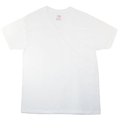 Hanes Mens Cotton ComfortSoft Tagless White V Neck Shirts (Pack of 6), XL, White