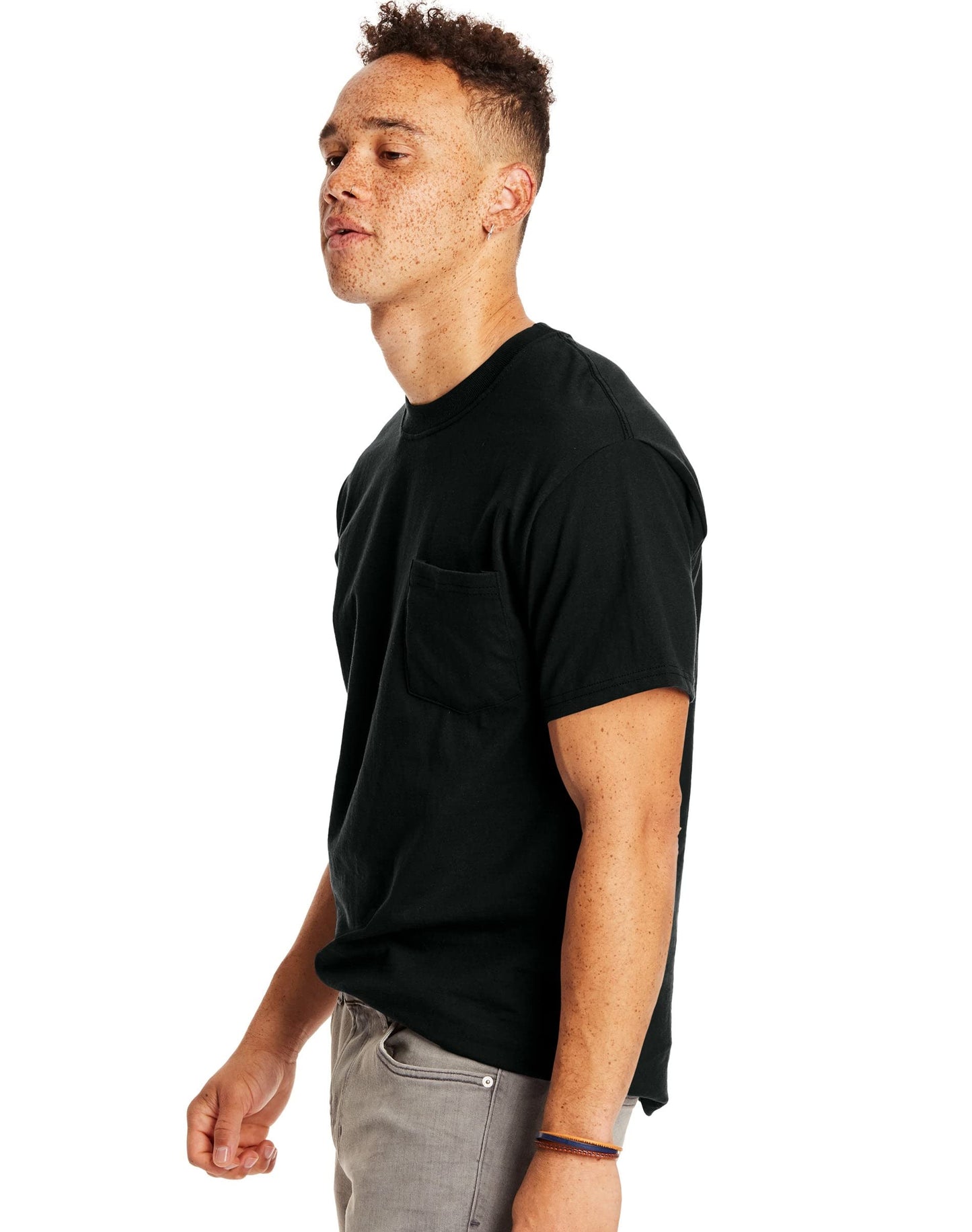 Hanes Mens Beefy-t Pocket T-shirt, Heavyweight Cotton Tee For Men, Full-cut 1 Or 2 Pack Fashion-t-shirts, Navy - 2 Pack, X-Large US