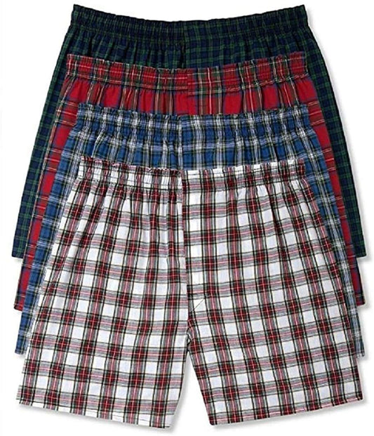 Hanes Men's 5-Pack Tartan Boxer with Inside Exposed Waistband (X-Large, 4 Pack Platinum Assorted Plaids)
