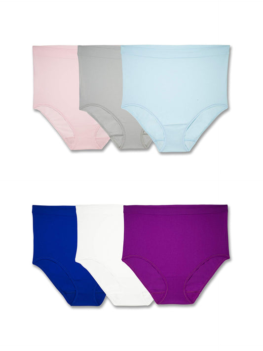 Fruit of the Loom Women's Plus Size Fit Multi Pack Underwear, Assorted Seamless Briefs (6 Pack), 12