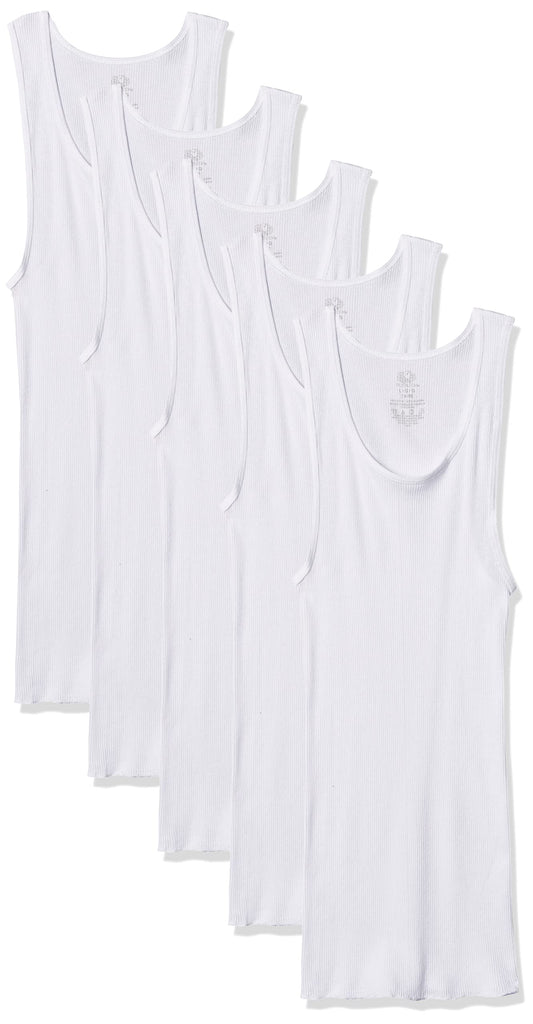 Fruit of the Loom Boys' Cotton Tank Top Undershirt (Multipack), White (Pack of 5), 2T/3T